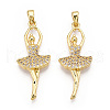 Brass Micro Pave Cubic Zirconia Pendants ZIRC-T016-04G-1