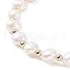 Natural Pearl Beaded Bracelet with Word Good Luck Brass Charm for Women BJEW-JB08165-02-4