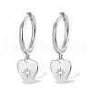 925 Sterling Silver Clear Cubic Zirconia Heart Hoop Earrings MG6658-6-1