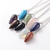 Teardrop Platinum Tone Brass Natural & Synthetic Mixed Stone Dowsing Pendulums MAK-M015-03-1