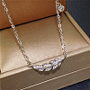 Leaf Brass Micro Pave Clear Cubic Zirconia Pendant Necklaces for Women FS-WGF074F-01-4