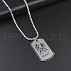 Rectangle with Constellation Alloy Pendant 316L Surgical Stainless Steel Chain Necklaces WG3A89F-04-1