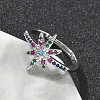 Brass Micro Pave Cubic Zirconia Finger Rings for Women RJEW-D322-03P-3