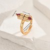 Brass Micro Pave Cubic Zirconia Geometric Adjustable Finger Rings for Women DJ0838-1-2