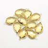 Golden Tone Brass Glass Teardrop Links connectors GLAA-J010A-HF18-G-1
