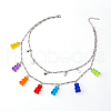 Alloy Star & Resin Bear Pendant Double Layer Necklaces for Women WG0729C-07-1
