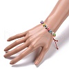 Flat Round with Evil Eye Beaded Bracelet BJEW-JB07102-02-3