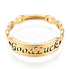 Ion Plating(IP) 304 Stainless Steel Word Good Luck Adjustable Ring for Women RJEW-T027-13G-3