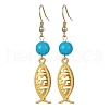 6 Pair 6 Style Brass Cross & Alloy Jesus Fish Dangle Earrings EJEW-JE05401-2