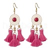 304 Stainless Steel Polycotton Tassel Chandelier Earrings EJEW-JE06452-02-2