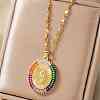 Elegant Vintage Brass Pave Cubic Zirconia Virgin Mary Religion Pendant Necklaces JB8596-2-1
