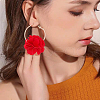 ANATTASOUL 4 Pairs 4 Colors 3D Flower Cloth Hoop Earrings EJEW-AN0003-69-4
