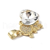 Real 18K Gold Plated Rack Plating Brass Micro Pave Clear Cubic Zirconia Pendants KK-C015-23G-13-2