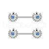 304 Stainless Steel Micro Pave Royal Blue Cubic Zirconia Nipple Rings WGA4B87-01-1