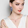 FIBLOOM 3 Pairs 3 Colors Sparkling Rhinestone Leafy Branch Dangle Stud Earrings EJEW-FI0001-90-7