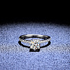 Mother's Day Rings Rhodium Plated 925 Sterling Silver Pave 8.2x4.9mm Moissanite Finger Rings WG6D295-51-3