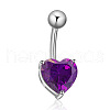 Brass Cubic Zirconia Belly Rings WGBA42D-01-2