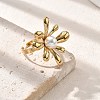 Flower 304 Stainless Steel Cuff Rings for Women STAS-Z112-19G-3