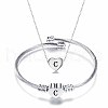 Heart with Letter Pattern 304 Stainless Steel Cuff Bangle & Pendant Necklace FS-WGA0158-03-1