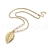 304 Stainless Steel Leaf Pendant Necklaces for Women NJEW-U038-02G-2