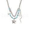 304 Stainless Steel Glass Double Layer Necklaces NJEW-K259-02P-2