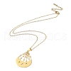 201 Stainless Steel Moon with Star Pendant Necklace with Cable Chains NJEW-Q317-06G-1