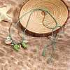 Summer Beach Porcelain Fish & Natural Cowrie Shell Pendant Cotton Cord Adjustable Necklaces FS-WG63638-04-2