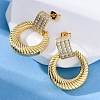 Ring Brass Micro Pave Clear Cubic Zirconia Dangle Stud Earrings EJEW-R025-08G-2