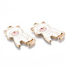 Light Gold Plated Alloy Enamel Pendants ENAM-T009-71C-RS-3