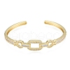 Cubic Zirconia Oval & Fish Open Cuff Bangle BJEW-G651-06G-2
