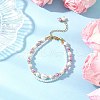 Glass Pearl Round Beaded Multi-strand Bracelets BJEW-JB11918-01-1