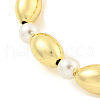 Rack Plating Oval Brass & ABS Imitation Pearl Beaded Bracelets for Women BJEW-P322-14G-2