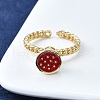 Brass Enamel Open Cuff Rings for Women RJEW-F179-08G-04-4