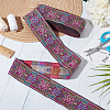 Ethnic Style Polyester Jacquard Flower Ribbons SRIB-WH0011-263B-4
