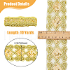 10 Yards Polyester Flower Lace Ribbon with Paillettes SRIB-WH0026-17C-2