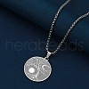 Stainless Steel Viking Moon Sun Tree of Life Flat Round Pendant Box Chain Necklaces PW-WG93B99-01-2