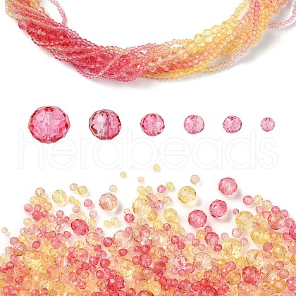 6 Styles Gradient Color Transparent Painted Glass Beads Strands DGLA-YW0001-28G-1