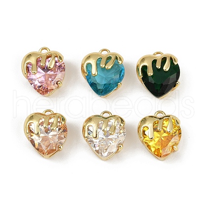 Brass Micro Pave Cubic Zirconia Charms KK-R226-06G-1
