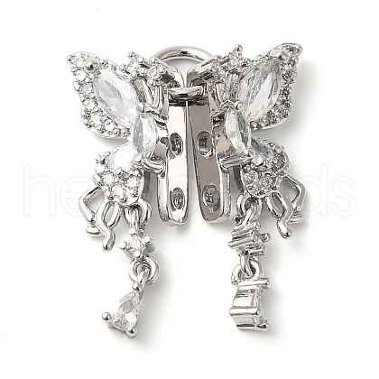 Brass Micro Pave Cubic Zirconia Slide Charms KK-G503-37P-03-1