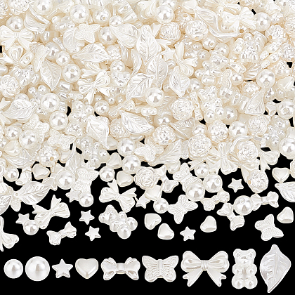   400Pcs 10 Styles ABS Plastic Imitation Pearl Beads KY-PH0002-06-1
