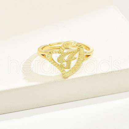Brass Alphabet Adjustable Rings for Women WGC8F9D-09-1