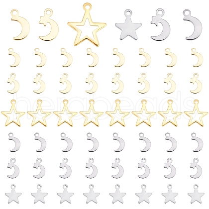 DICOSMETIC 180Pcs 6 Style Stainless Steel Charms STAS-DC0002-19-1