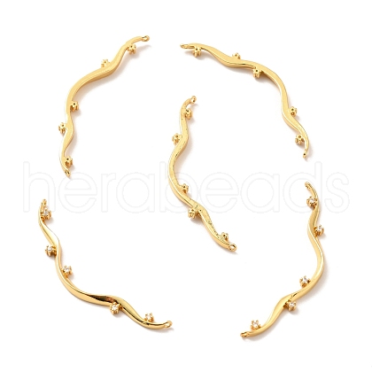 Rack Plating Brass Clear Cubic Zirconia Connector Charms KK-M230-21G-1