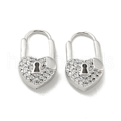 Brass Micro Pave Cubic Zirconia Hoop Earring EJEW-C088-06P-1