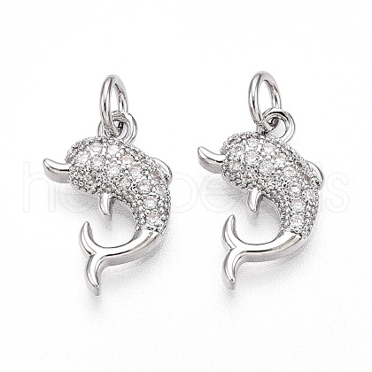 Brass Micro Pave Cubic Zirconia Pendants KK-T070-78P-1