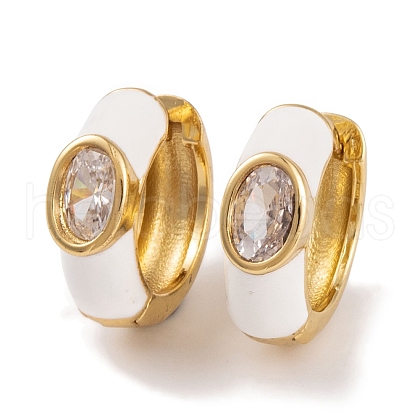 Rack Plating Brass Cubic Zirconia Enamel Earrings EJEW-S219-14G-04-1