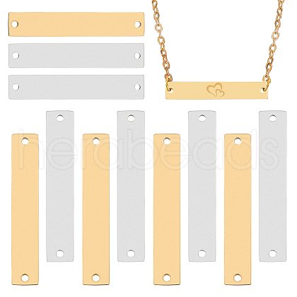 BENECREAT 12Pcs 2 Colors 304 Stainless Steel Connector Charms STAS-BC0003-79-1