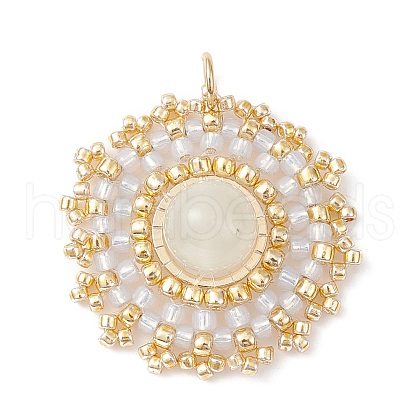 Natural Moonstone Flat Round Pendants PALLOY-MZ00135-05-1