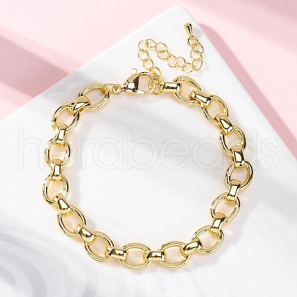 Brass Oval Link Chain Bracelets for Women Men BJEW-K273-06G-1