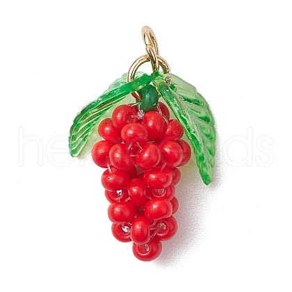 Glass Seed Beaded Grape Pendants PALLOY-MZ00467-05-1